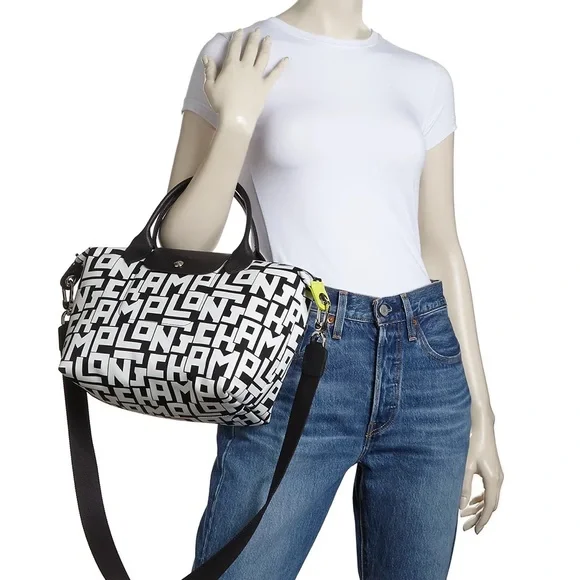 Longchamp Black and White Graphic Tote - Picture 4 of 8